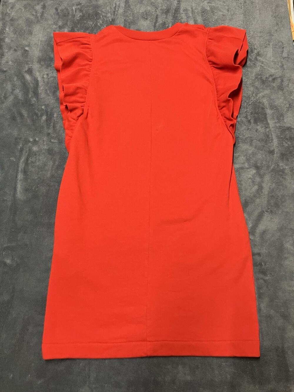 MSGM Milano Italian Sweatshirt Dress Woman’s Sz M Red Ruffle Slv Party Cocktail